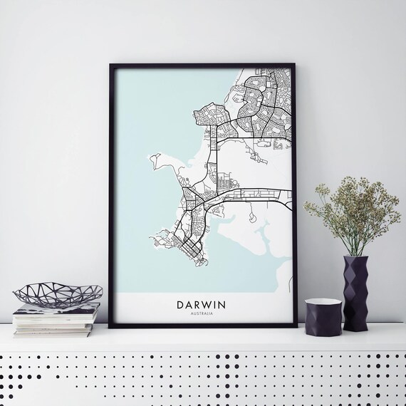 Darwin Australia Minimalist City Street Map Mint Background Poster