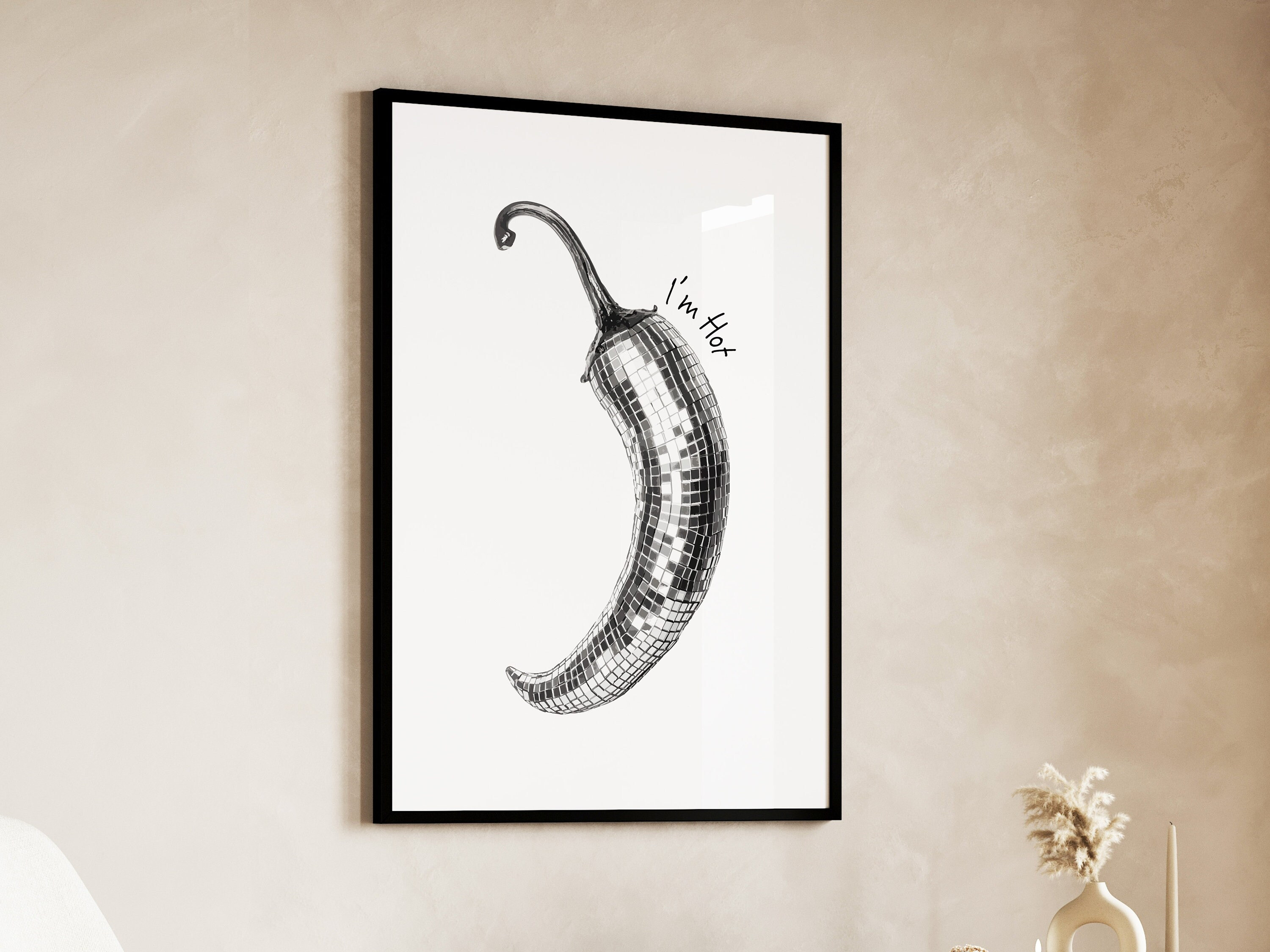 I Am Hot Sparkling Disco Ball Chili Pepper Kitchen Art Poster - Image 4