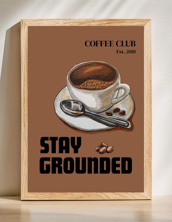 Coffee Club Poster Minimalist Kitchen Decor Art Print