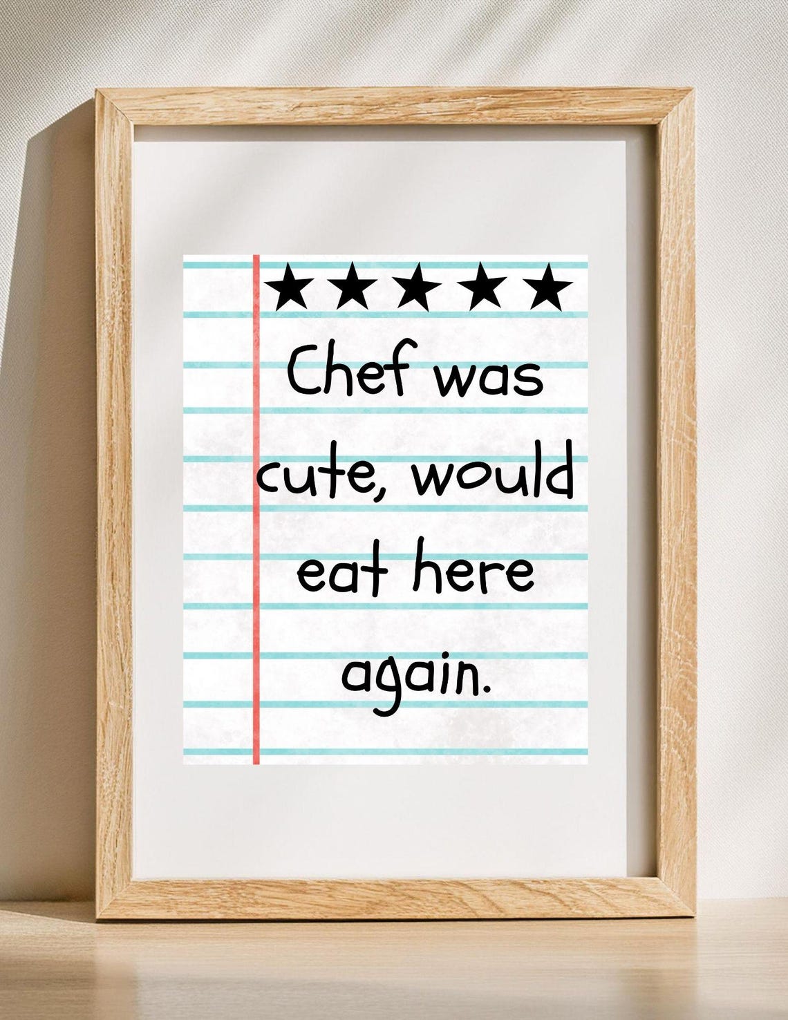 Chef Was Cute Funny Restaurant Review Five Star Humor Poster