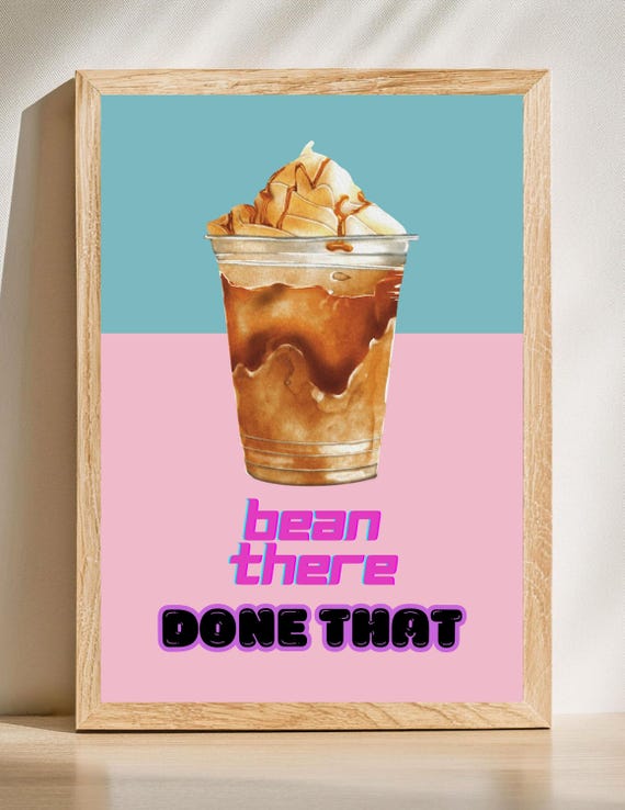 Iced Coffee Art Print Trendy Kitchen Decor