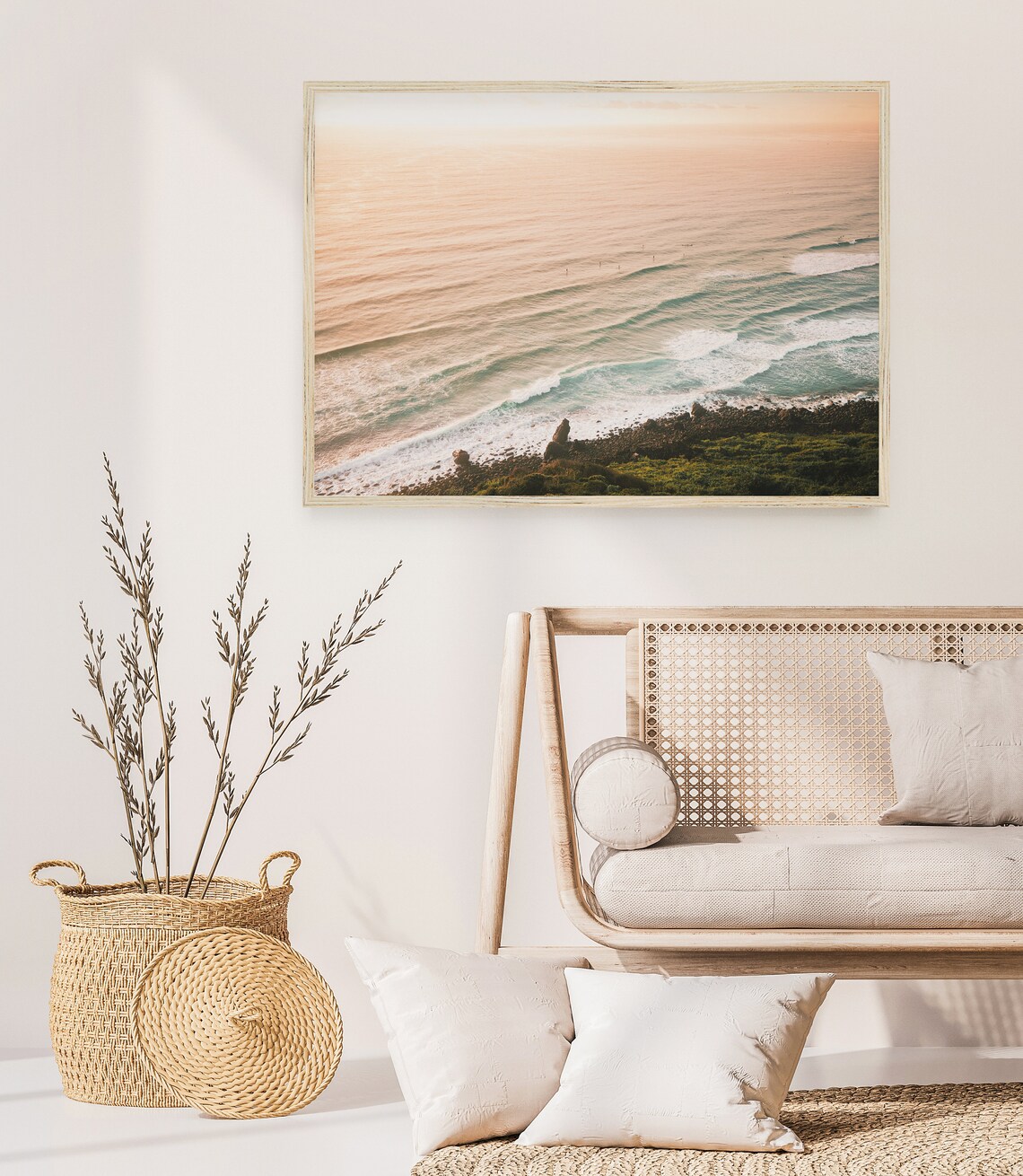 Aerial Beach Sunset Pastel Art Print, Coastal Landscape - Image 2
