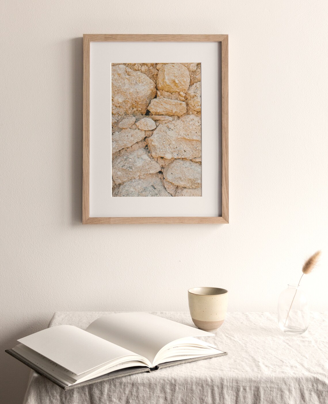 Stone Wall Beige Neutral Texture Art Print - Image 4