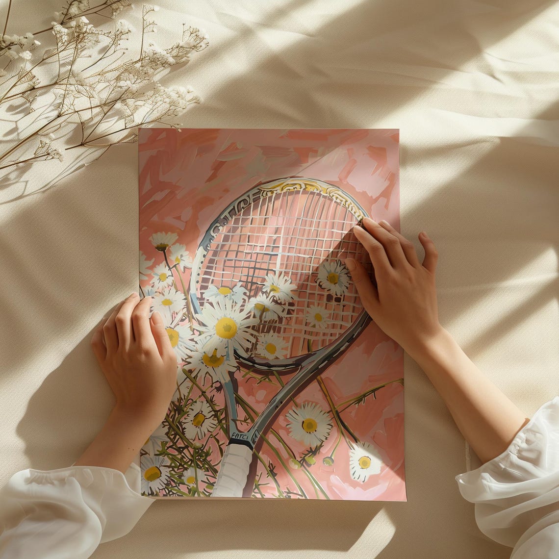 Flowers Tennis Wall Art Girly Tennis Decor Athletics Poster Floral Sport Print Tennis Racket Poster Preppy Tennis Print - Image 3
