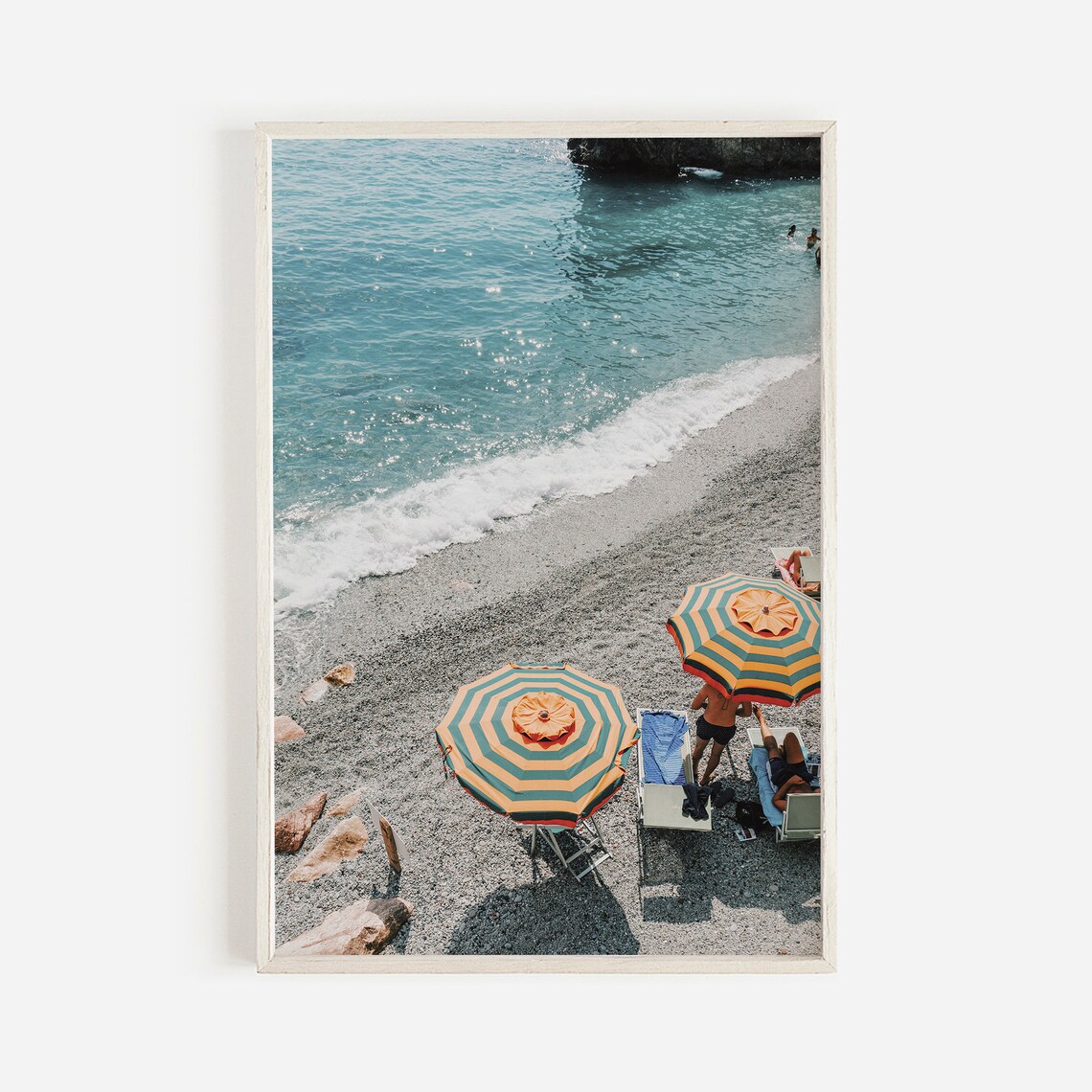 Cinque Terre Italy Beach Travel Poster, Coastal Scene