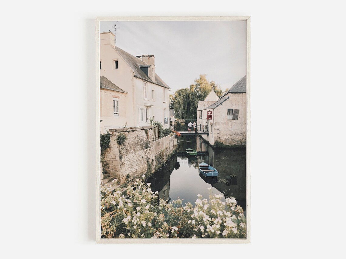 Bayeux French Country Decor, Normandy Cityscape Print