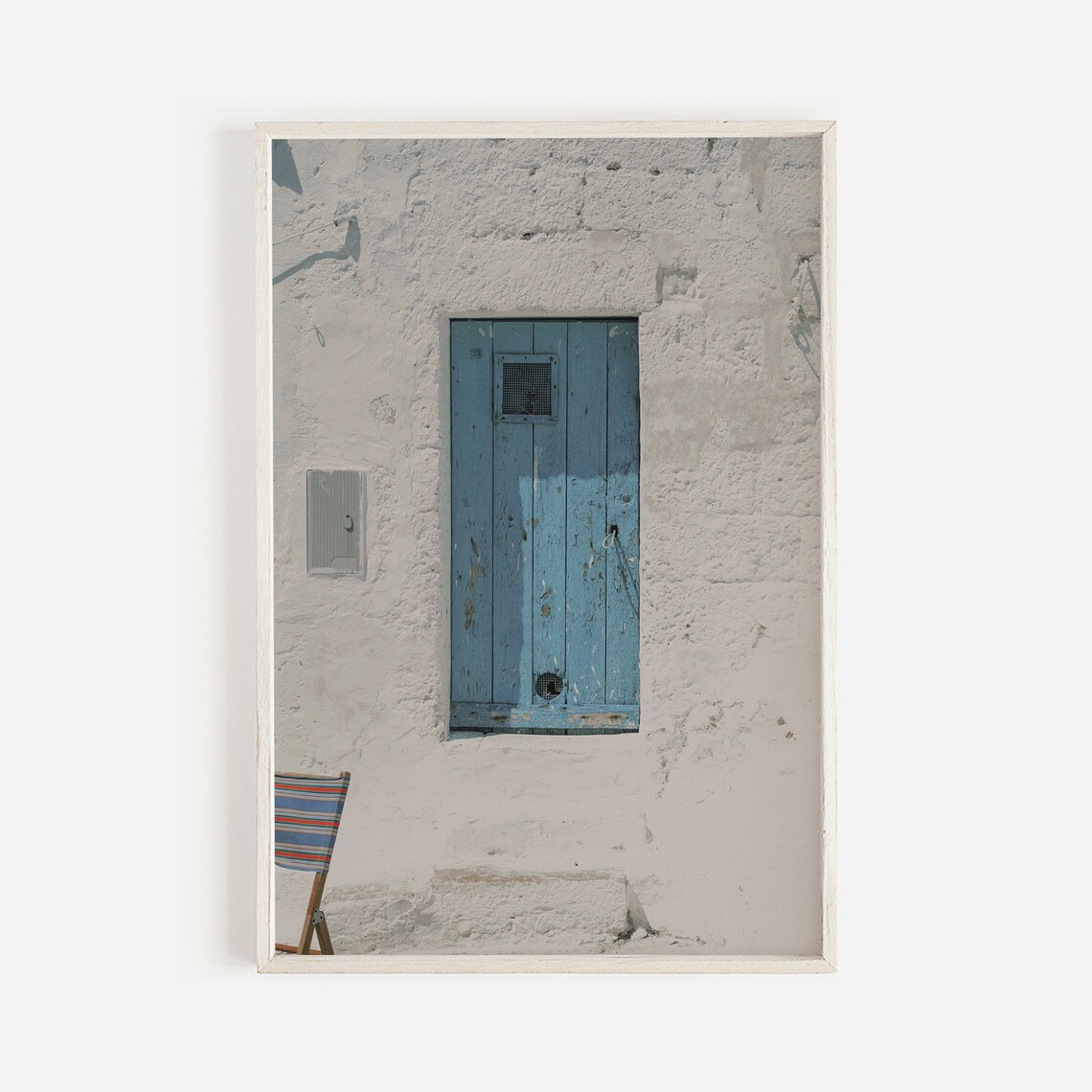 Blue Door In Italy Print Italy Wall Art Blue White Poster Italy Photography Coastal Village Italian Architecture Mediterranean Art