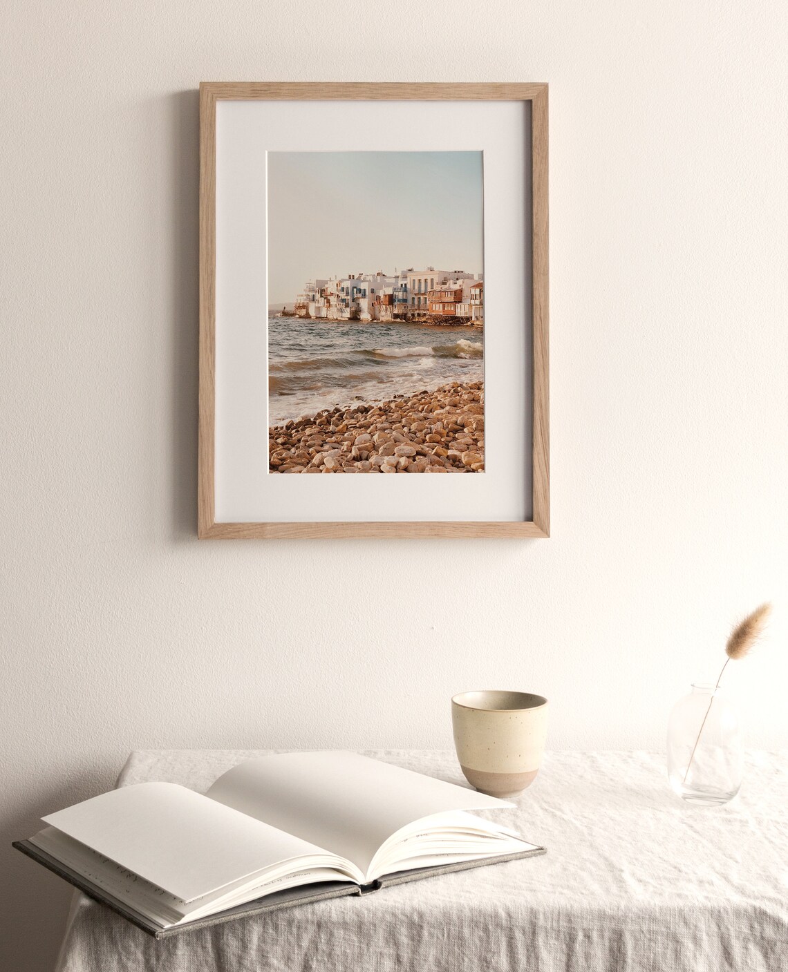 Greek Island Whitewashed Seaside Houses Rocky Shore Travel Poster - Image 4