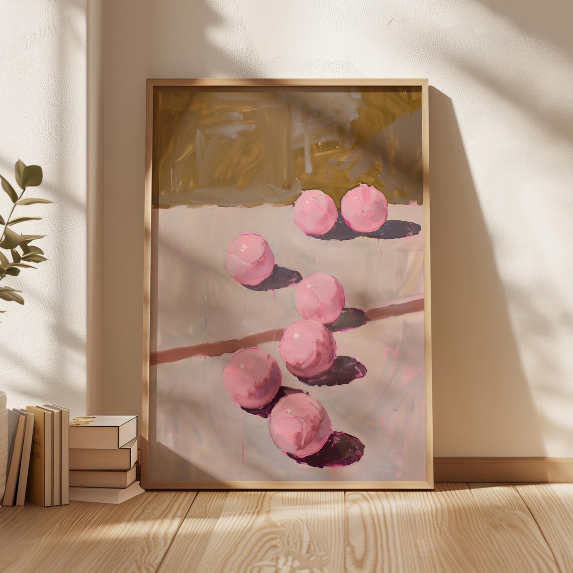 Pink Tennis Balls On Court Lines Minimal Sports Painting Art Poster - Image 4