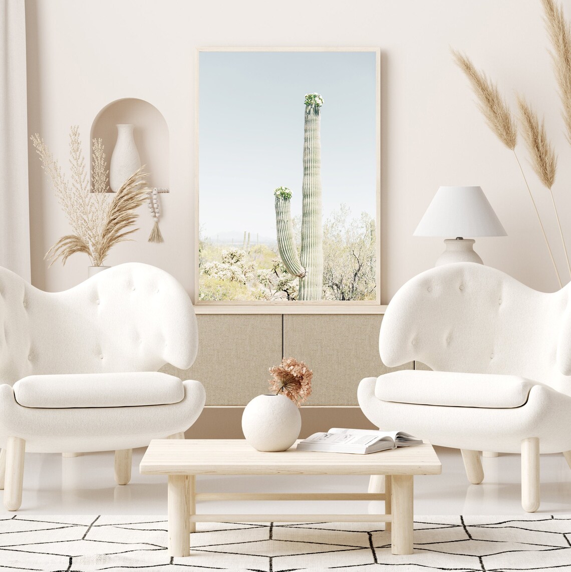Blooming Saguaro Cactus Arizona Desert Art Print - Image 2