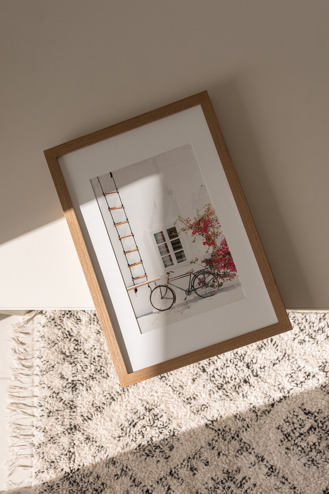 Santorini Travel Print, Greece Bougainvillea Photo Art - Image 3