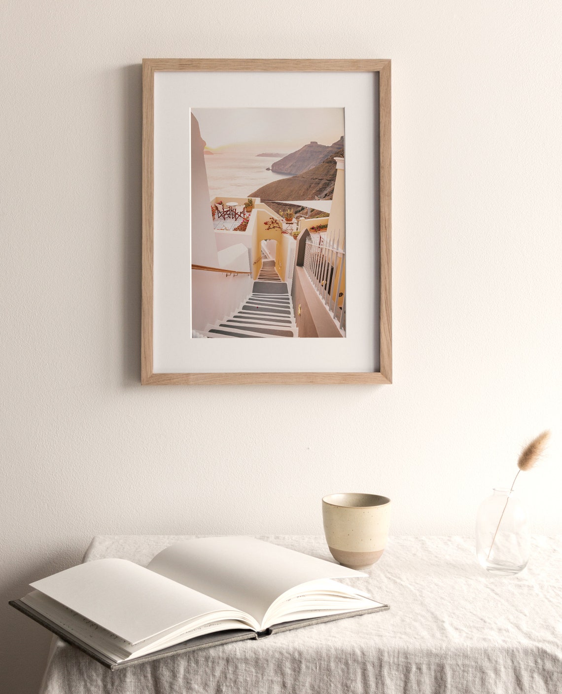 Santorini Greece Sunset Staircase Caldera View Terrace Travel Poster - Image 4