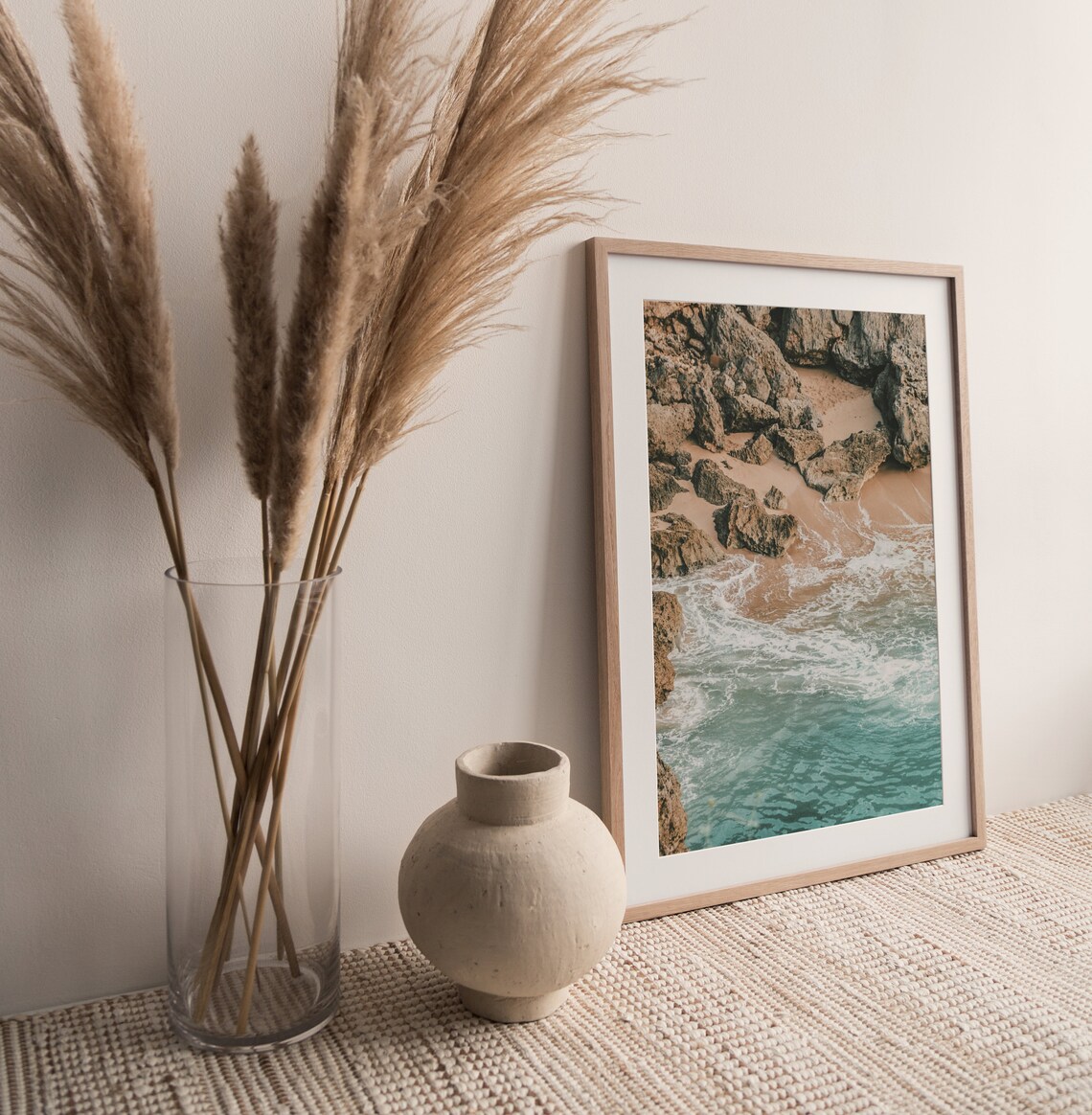 Rocky Coast Beach Surf Print, Boho Coastal Decor - Image 2