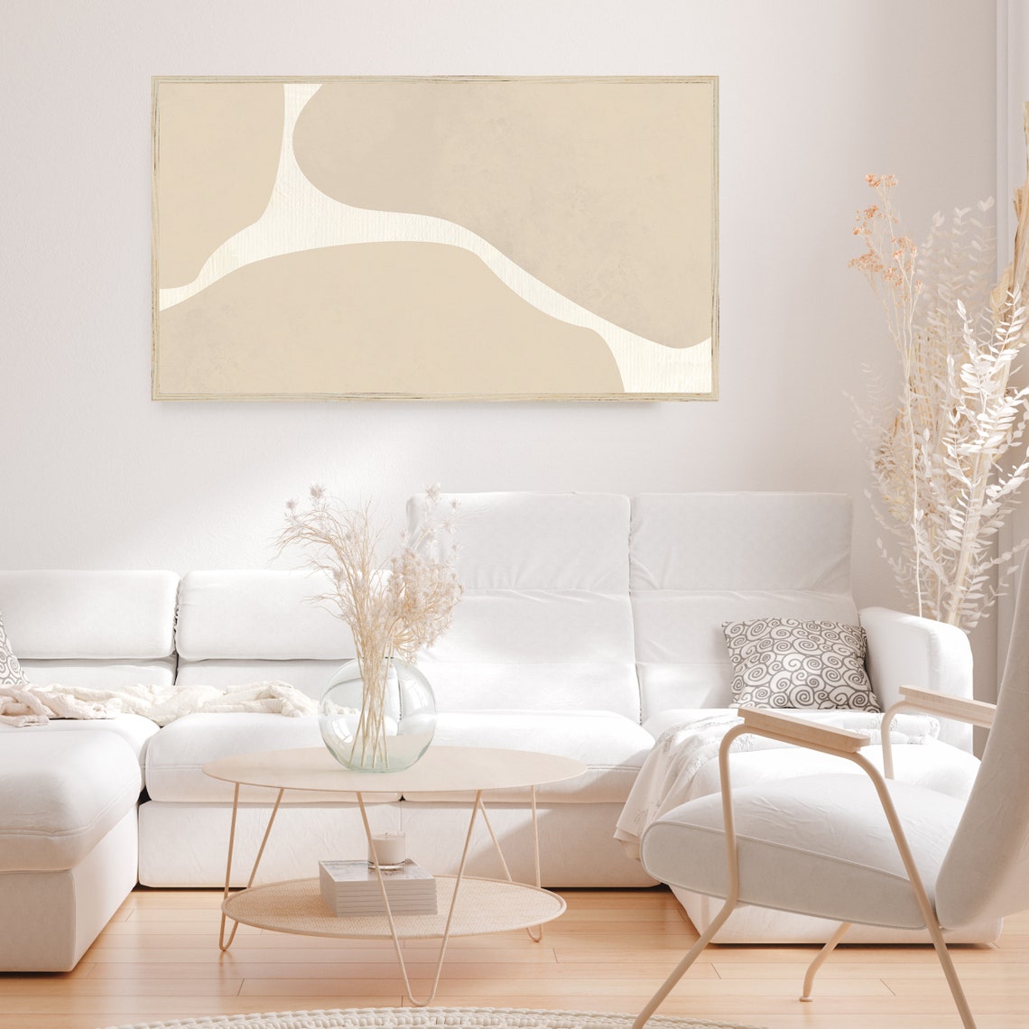 Beige Wavy Shapes Cream Path Modern Abstract Boho Neutral Art Poster - Image 2