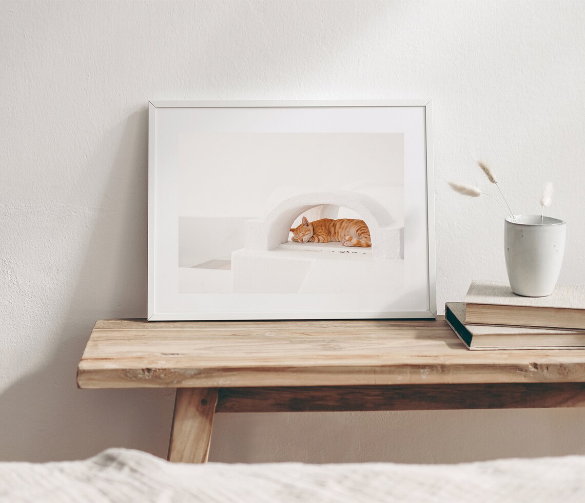 Sleeping Cat Print Greece, Travel Decor Poster - Image 4