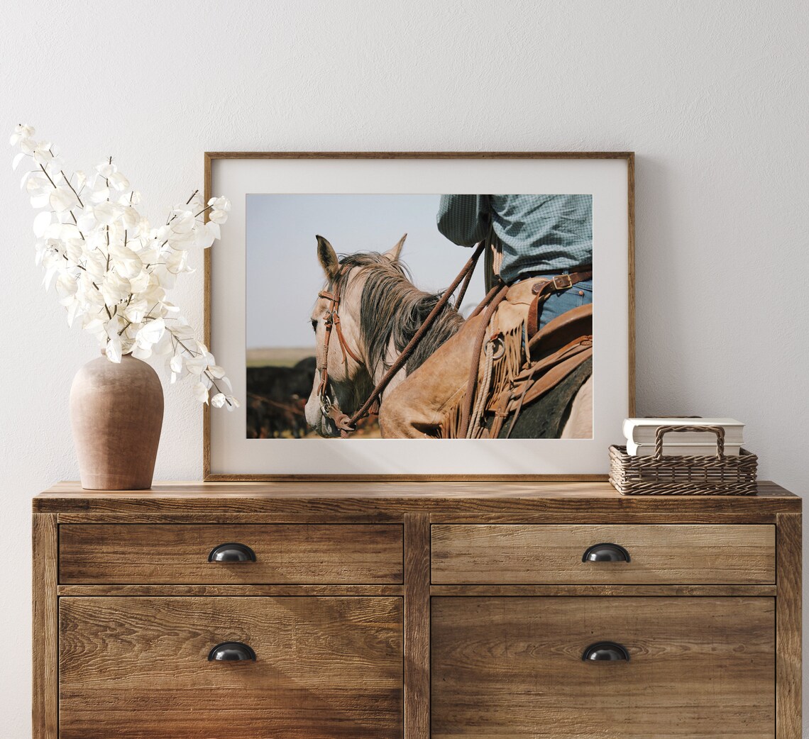 Cowboy On Horse Western Desert Horse Art Print - Image 3