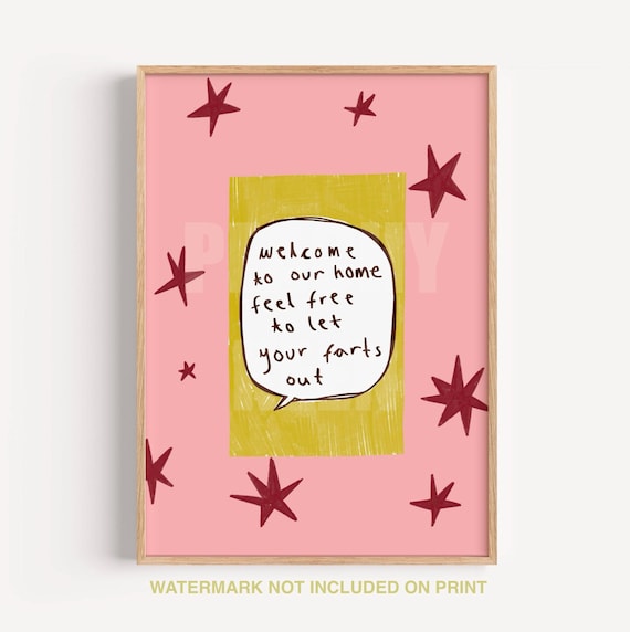 Funny Welcome To Our Home Fart Joke Pink Starburst Wall Poster