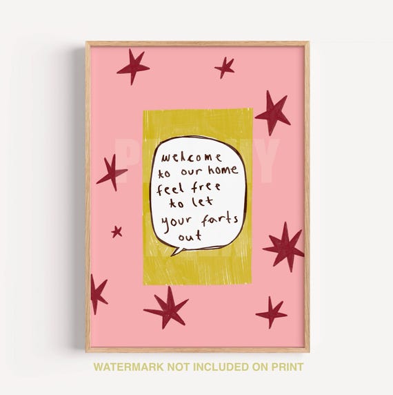 Welcome To Our Home Feel Free Fart Wall Art Print Humorous Funny Decor Digital Download