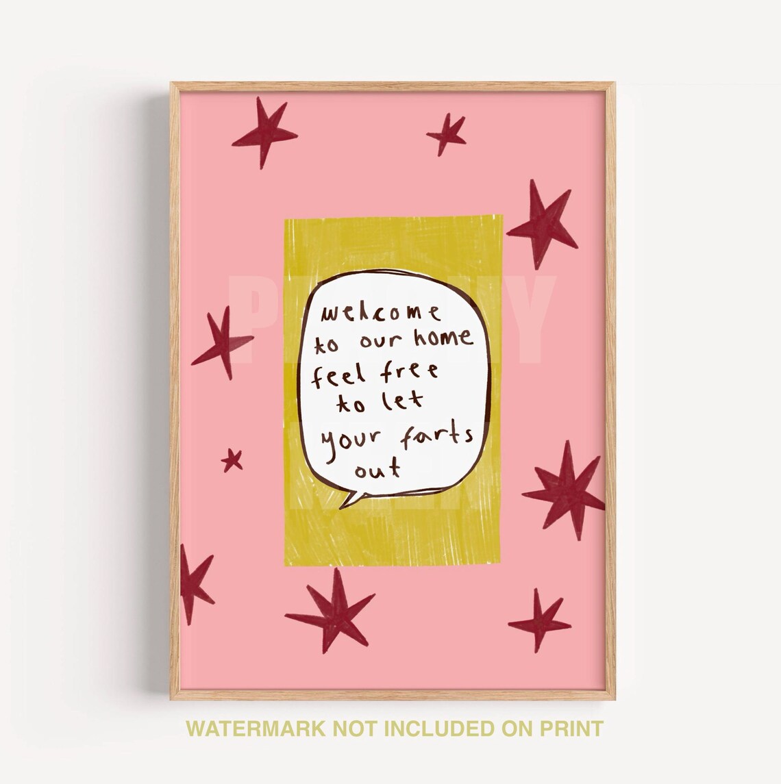 Funny Welcome To Our Home Fart Joke Pink Starburst Wall Poster