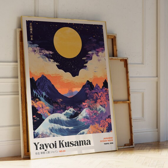 Yayoi Kusama Japanese Ocean Wave Moonlight Tokyo 1998 Poster