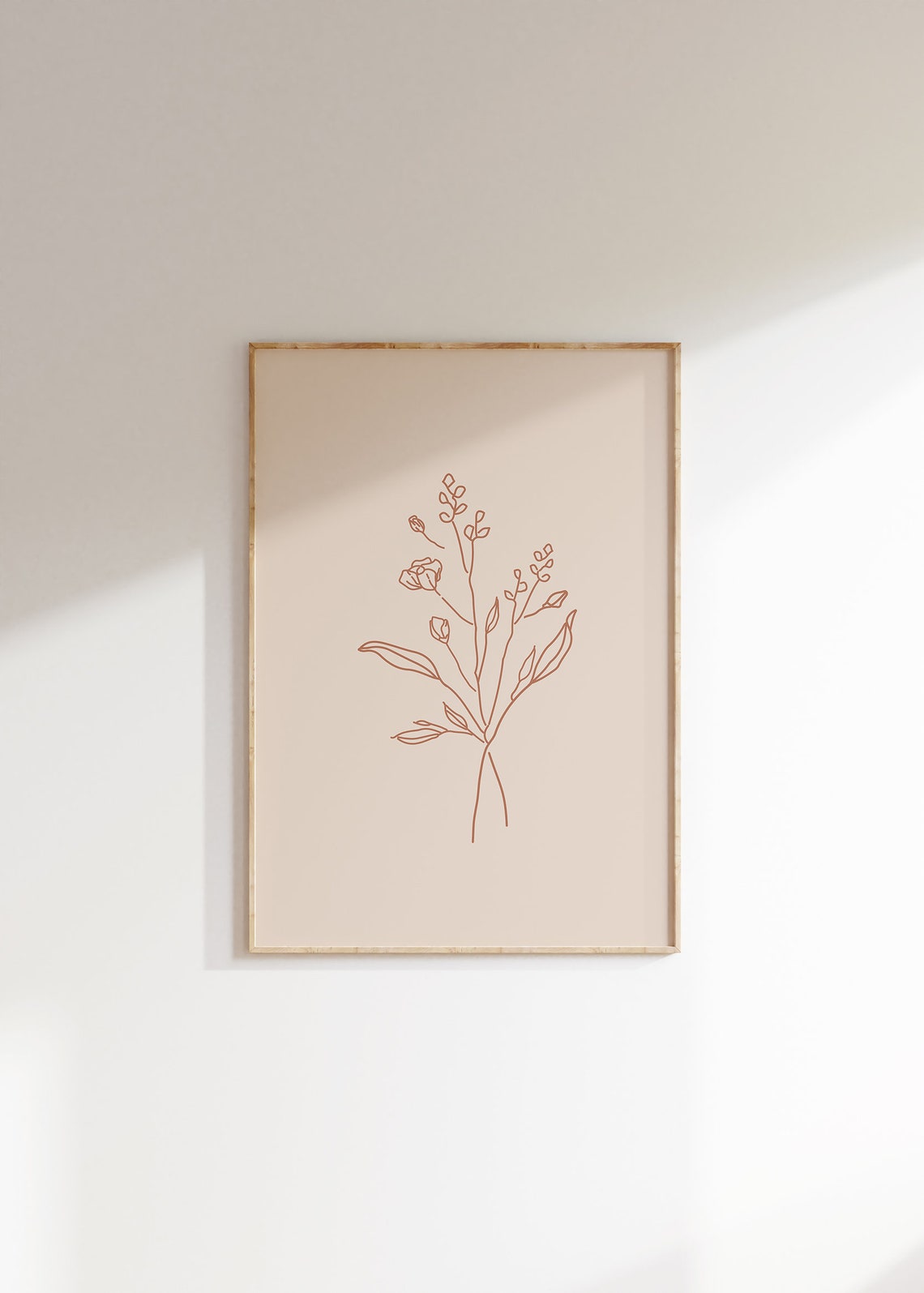 Terracotta Wildflower Line Art Botanical Minimalist Boho Print - Image 4