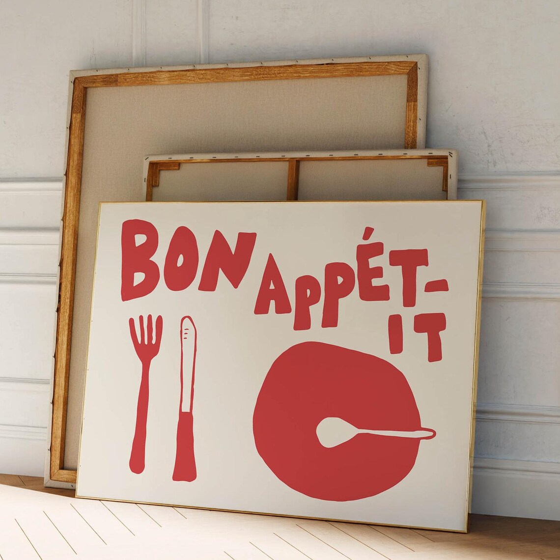 Bon Appetit Retro Food Art Print, Kitchen Decor