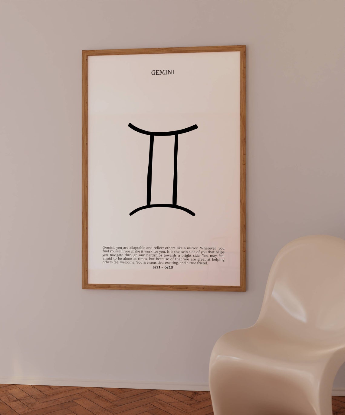 Gemini Zodiac Sign Symbol Minimal Black And White Astrology Poster - Image 2