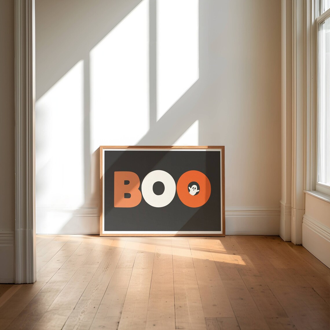 Boo Ghost Halloween Quote Phrase Art Print