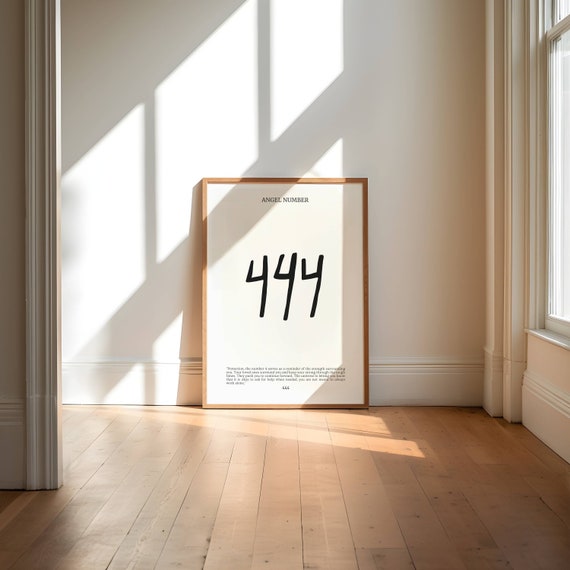 Angel Number Print 444 Angel Number Angel Number Poster Minimal Neutral Wall Decor Print At Home Wall Art Spiritual Positivity Prints