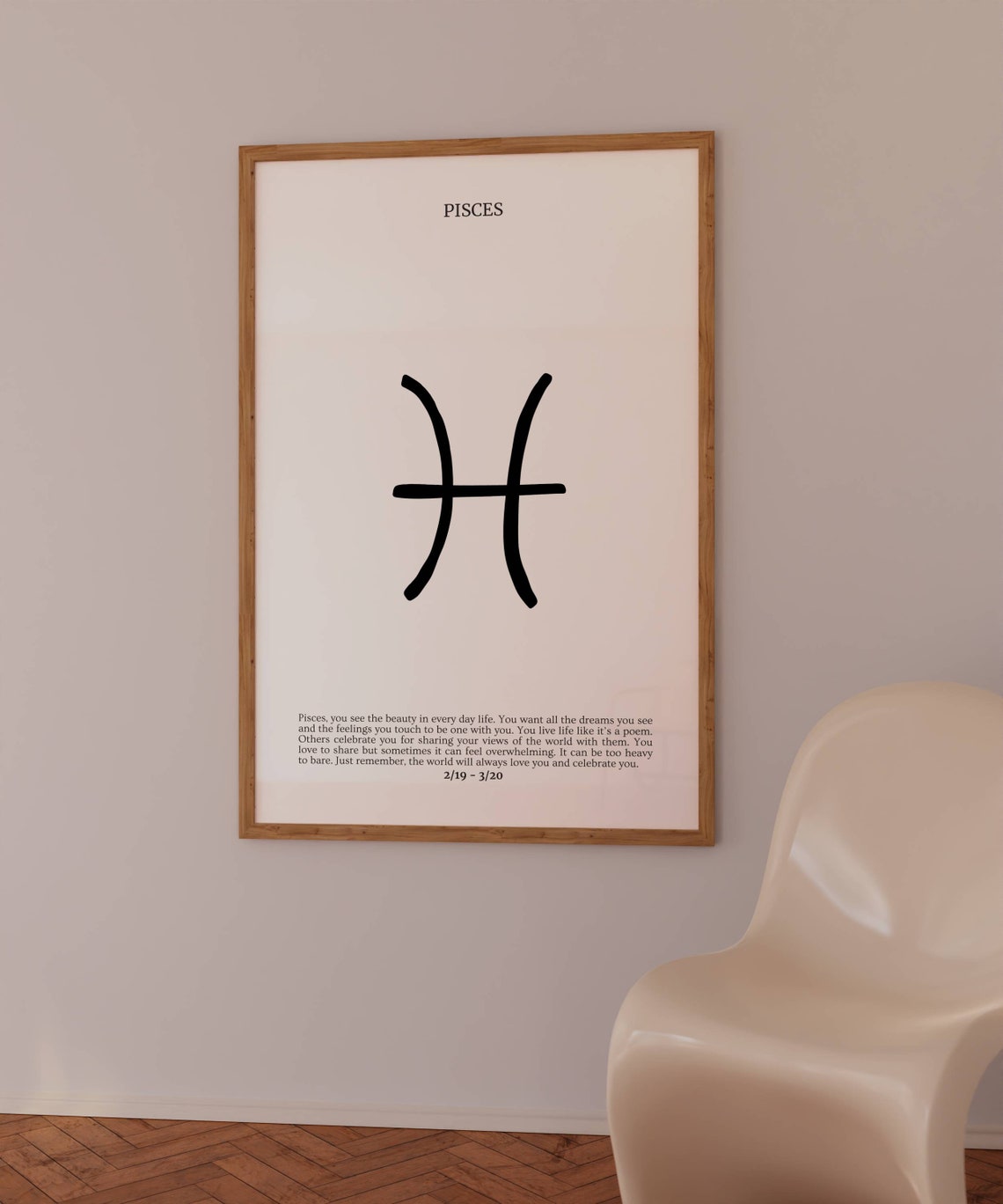 Pisces Zodiac Sign Symbol Minimal Black And White Astrology Poster - Image 2