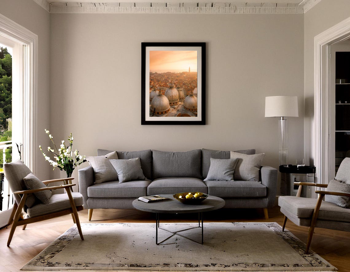 Venetian Sunrise From Above Paper Poster Print - Image 3