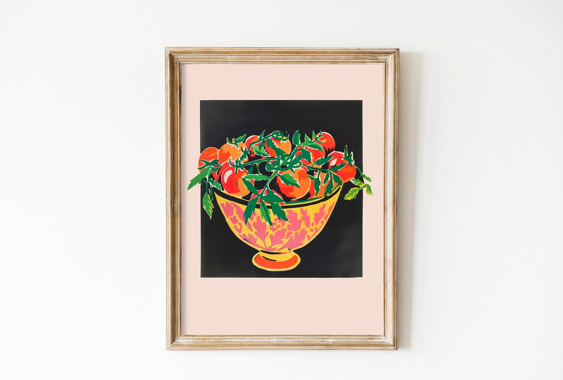 Red Tomatoes Still Life Bowl Retro Kitchen Wall Decor Art Poster