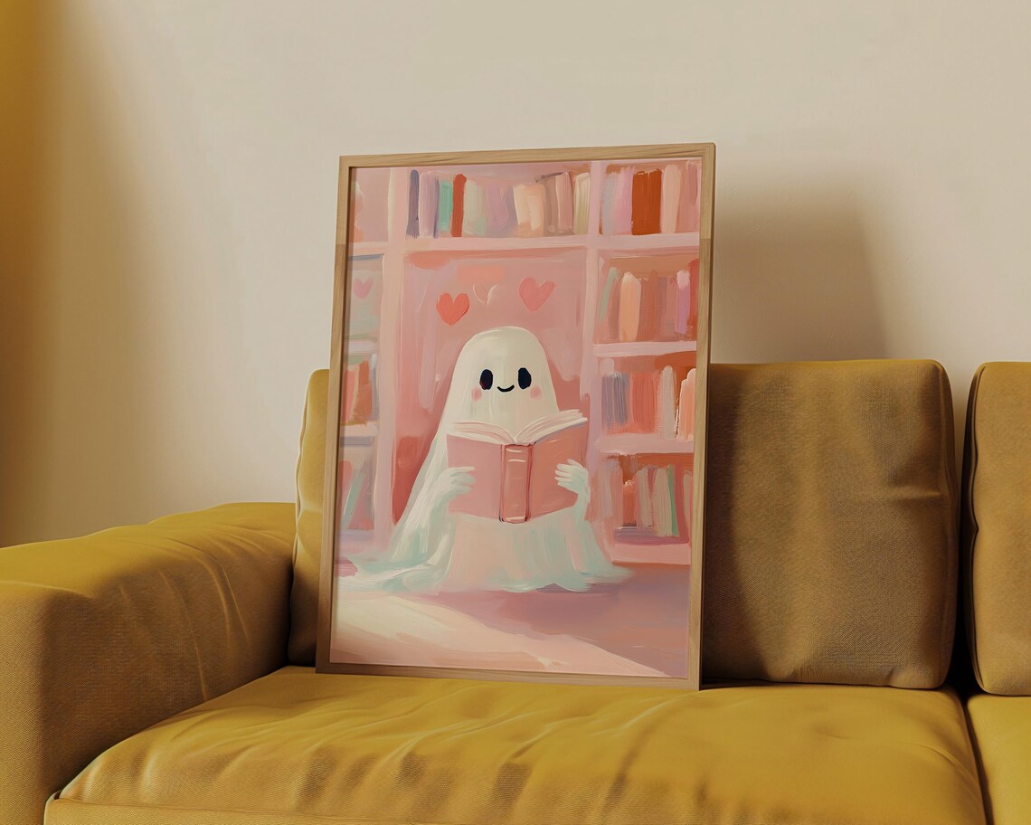 Valentines Day Cute Ghost Art Print, Book Nook Decor - Image 4