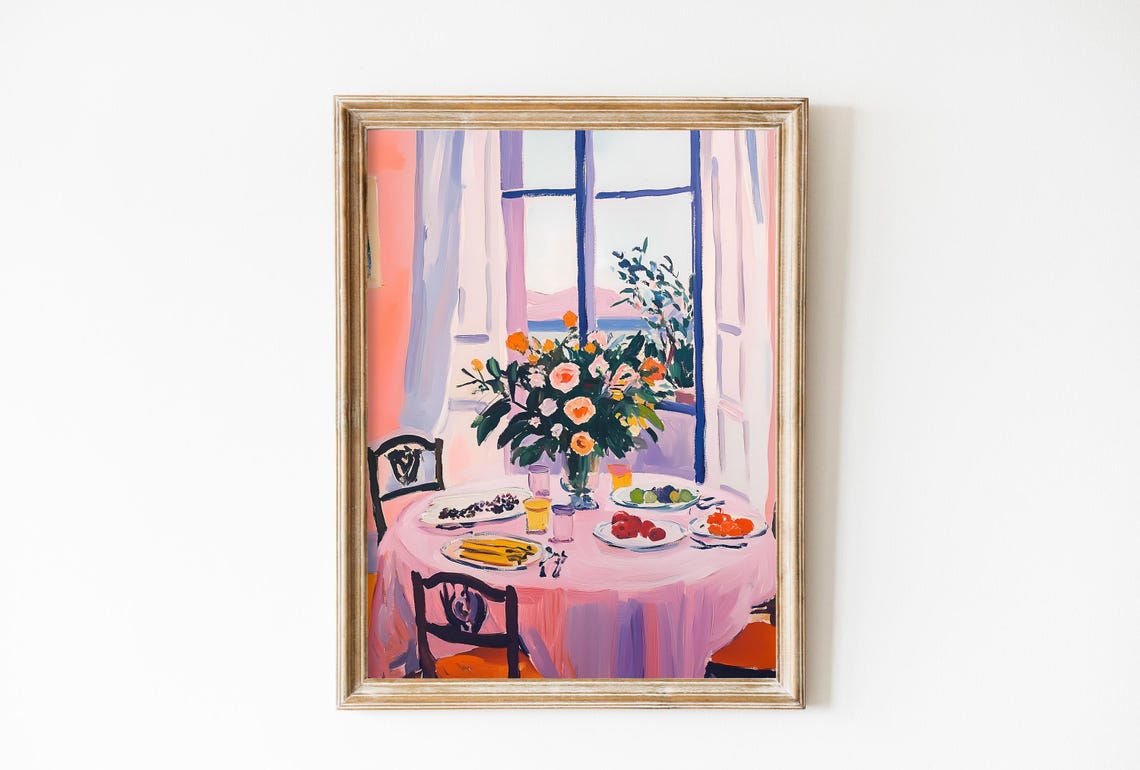 Henri Matisse Open Window Fauvism Painting Modern Poster Kitchen Art Print Gift For Foodies Fruits Flower Costal Breakfast Italy Tuscany