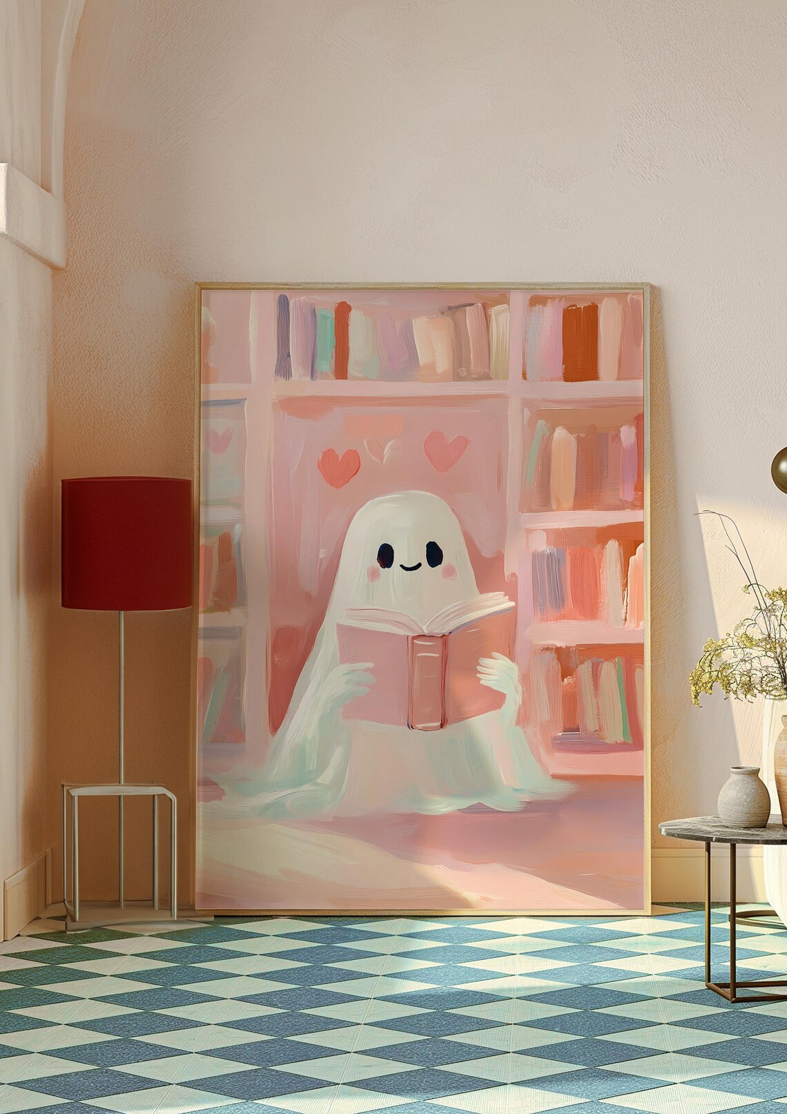 Valentines Day Cute Ghost Art Print, Book Nook Decor - Image 3