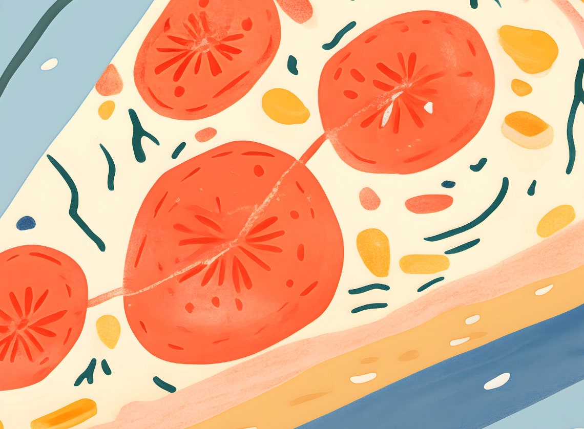 Cute Quiche Tomato Slice Playful Breakfast Flatlay Food Art Poster - Image 3
