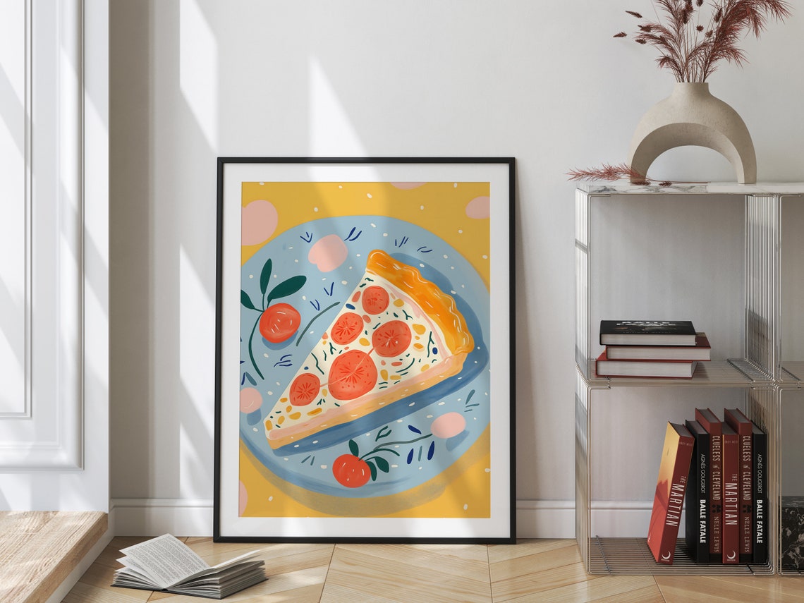 Cute Quiche Tomato Slice Playful Breakfast Flatlay Food Art Poster - Image 2
