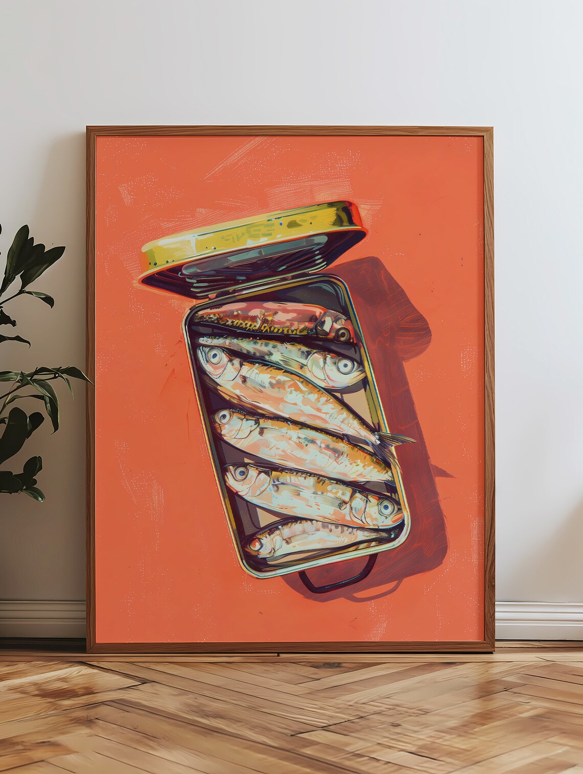 Red Sardines Tin Print, Retro Kitchen Food Art - Image 4