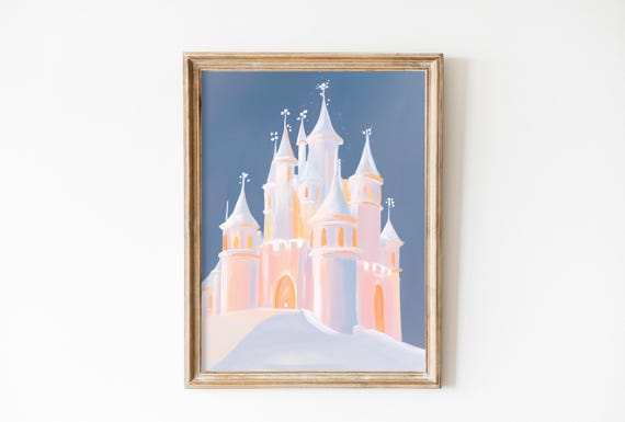 Soft Pastel Magical Princess Print Fairytale Castle Nursery Wall Decor Playroom Decor Kids Room Girl Artful Decor