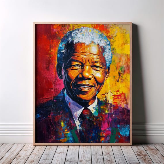 Nelson Mandela Wall Art Poster Painting Inspirational African Abstract