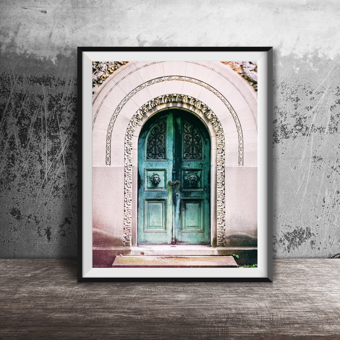 Ornate Mausoleum Bronze Doors with Lion Knockers Photo Poster