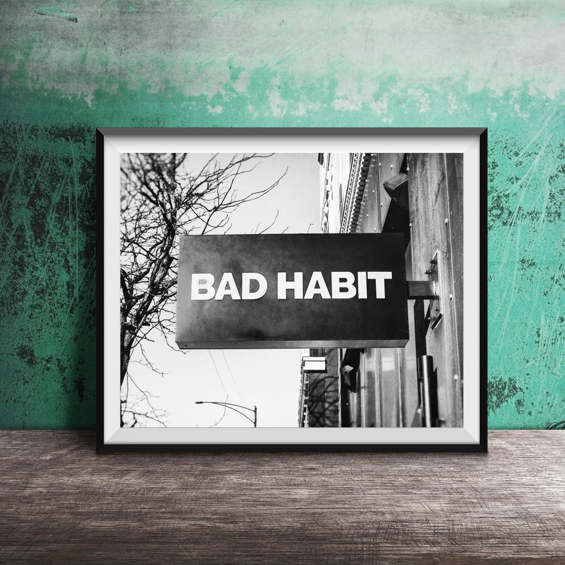 Bad Habit Black Blade Sign Minimalist Storefront Photo Poster - Image 2