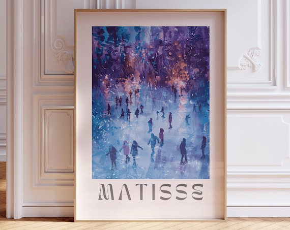 Matisse Night Ice Rink Skaters Crowd Purple Winter Art Poster