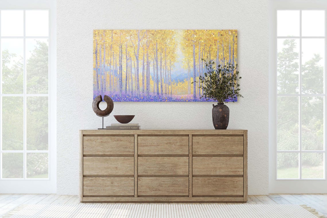 Pointillism Fall Aspens, Autumn Forest - Image 2