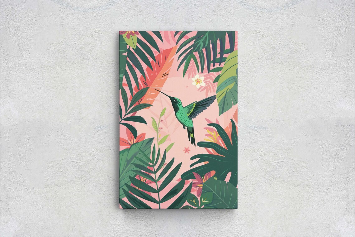 Hummingbird Illustration, Tropical Botanical Print - Image 2