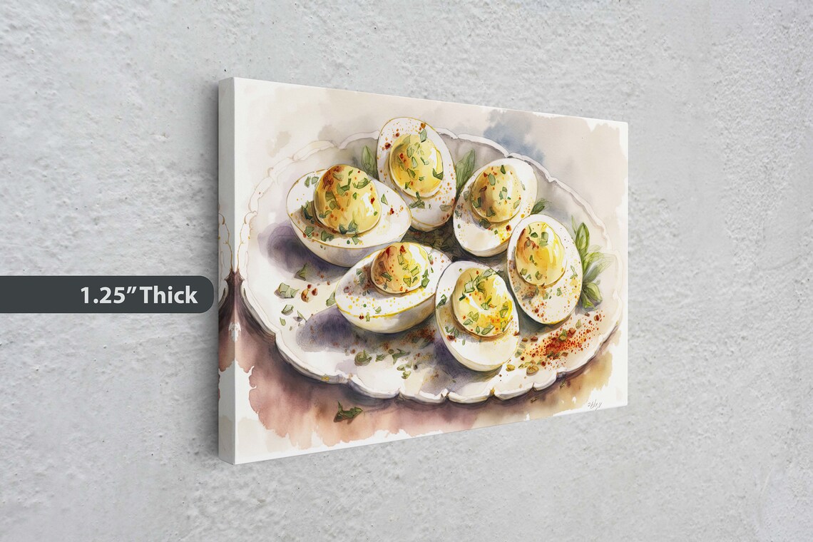 Deviled Eggs Watercolor Art, Kitchen Dining Decor - Image 3