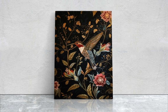 Hummingbird William Morris-Inspired Floral Art Print