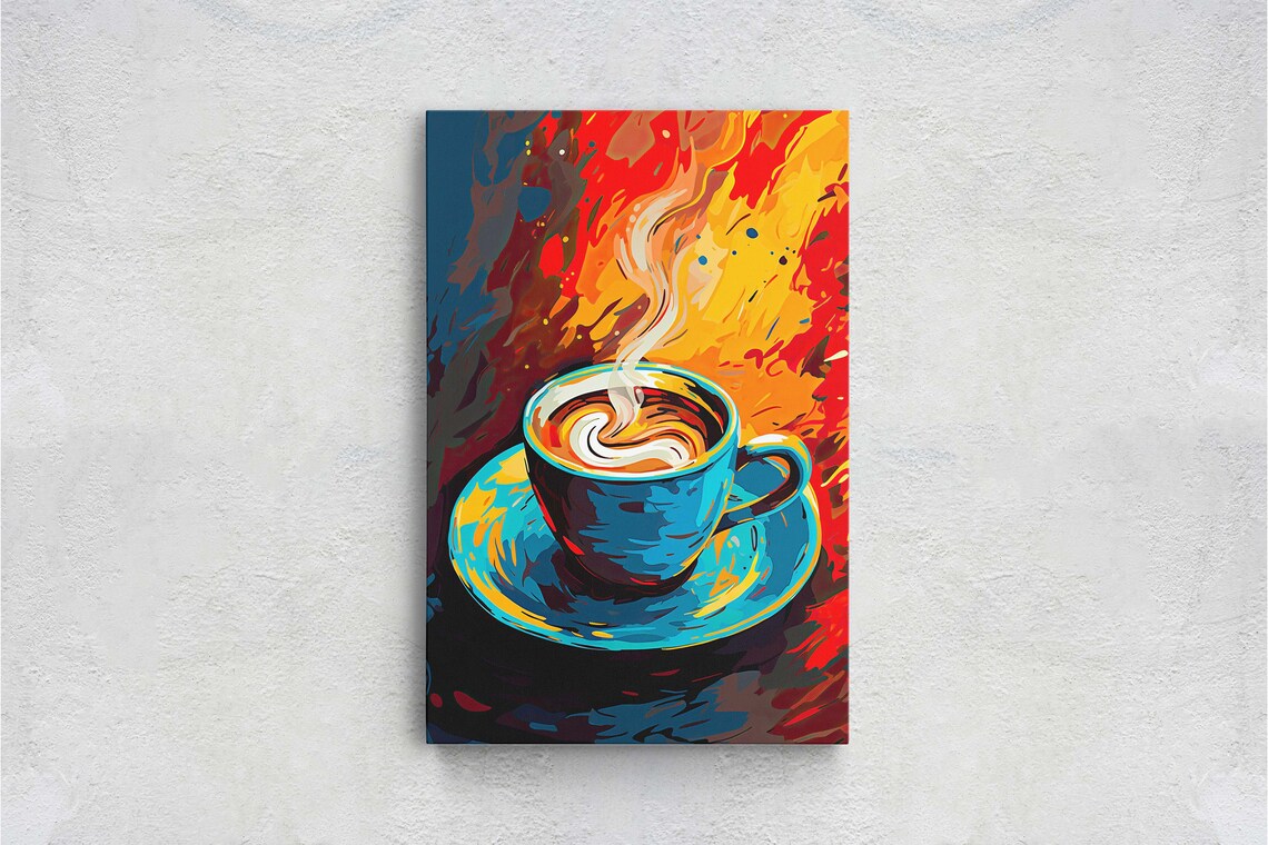 Coffee Latte Pop Art, Modern Abstract Poster Print - Image 2