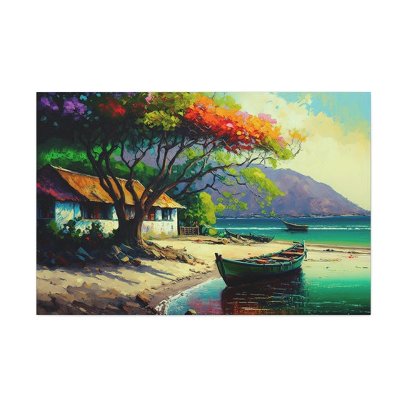 Taboga Island Art Ready To Hang Large Print Oil Painting Panama Island Of Flowers