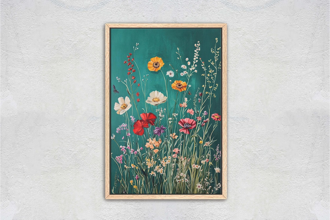 Spring Wildflowers Green Decor Art Print